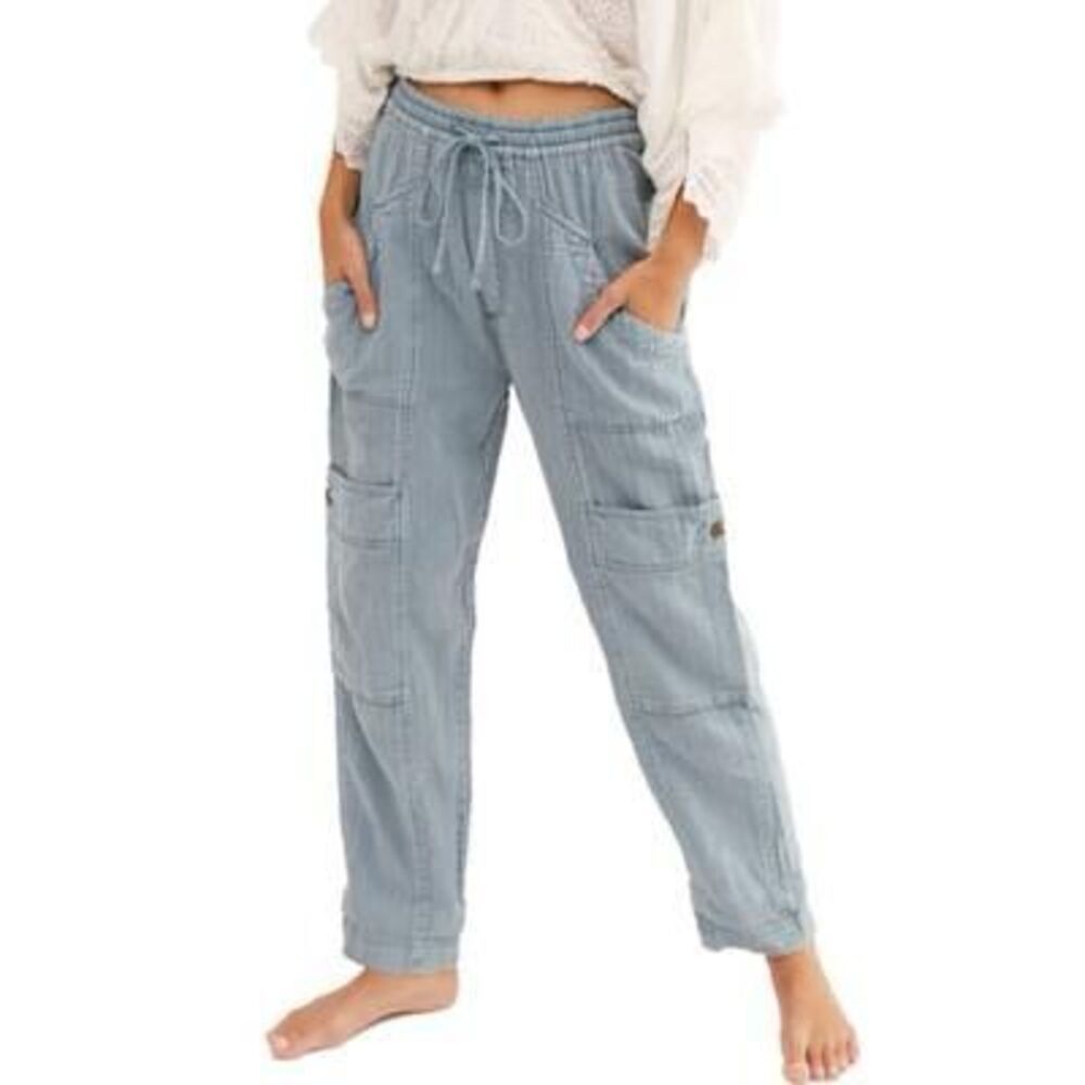 Free People Feelin Good Drawstring Utility Pants - Sea Spray Size Xs